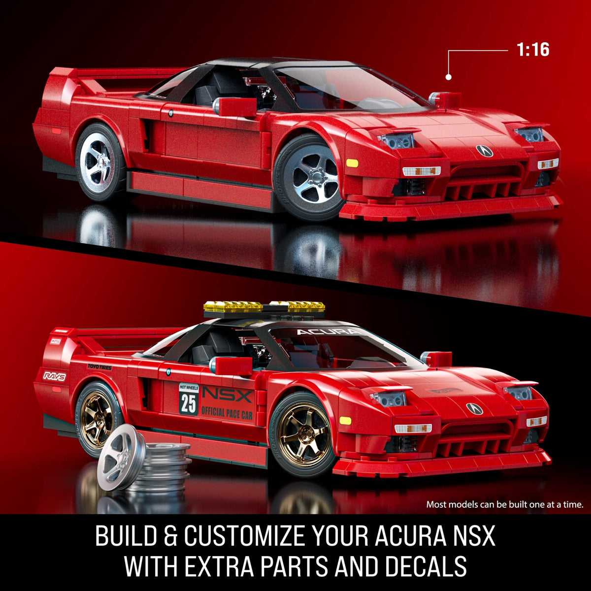 (Sold Out) Mattel Brick Shop Hot Wheels ’90 Acura Nsx Building Toy (876 Pieces), For Collectors