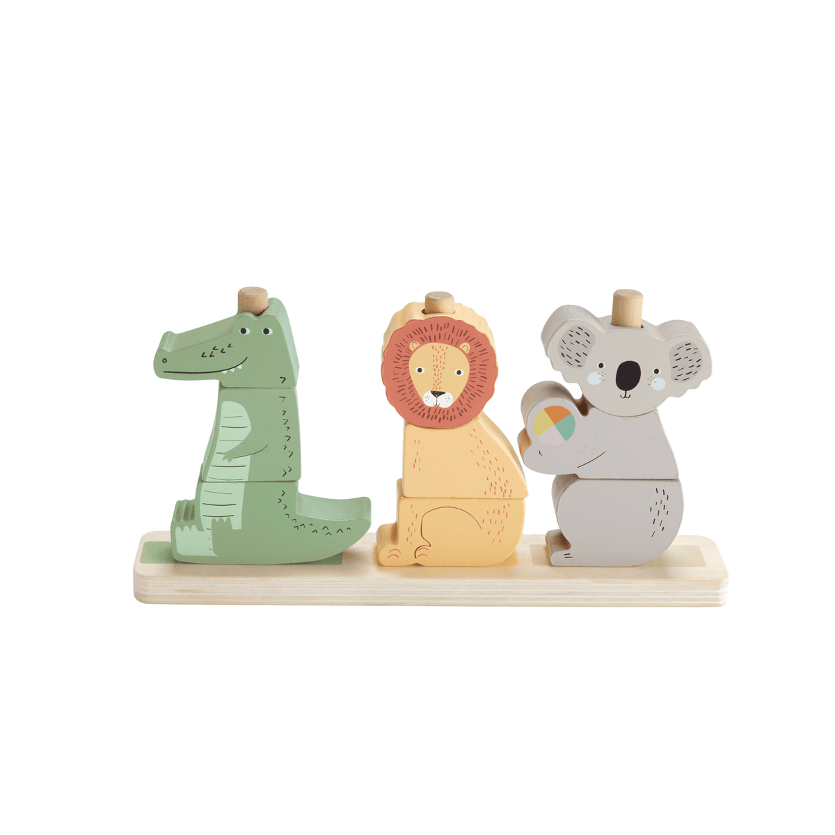 Fisher-Price Animaux en Bois à Empiler et Trier, 10 Éléments