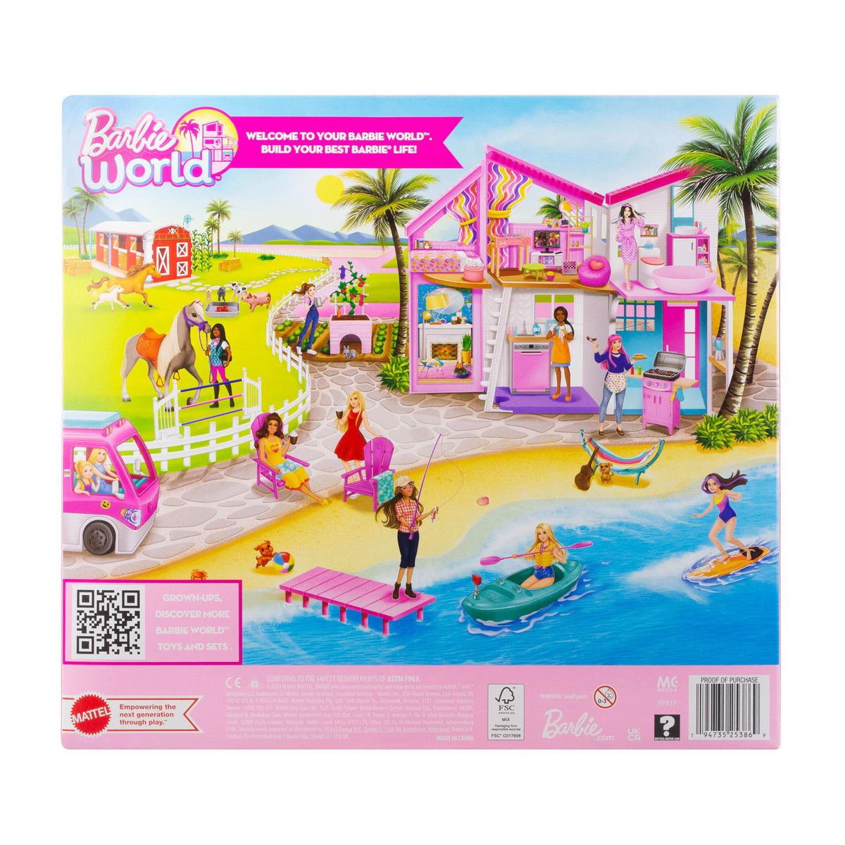 Barbie World Horse Stable Playset With Toy Horse, Jump, & Accessories, 7-Piece Set