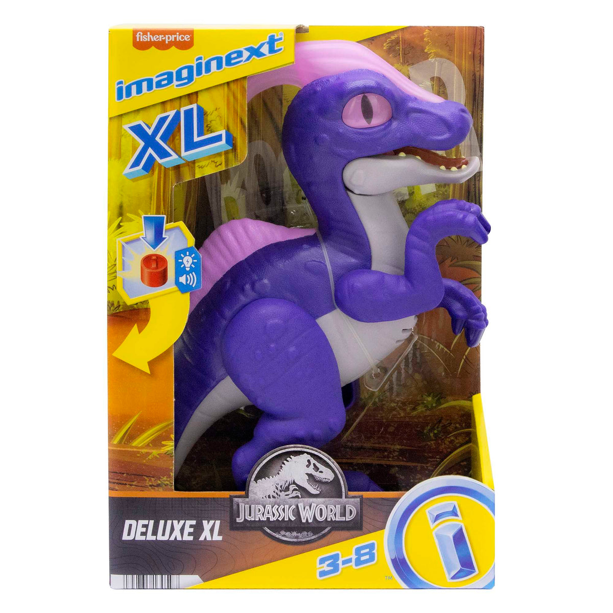Imaginext Jurassic World Dinosaur Parasaurolophus XL Figure With Lights & Sounds, 10-inch Toy