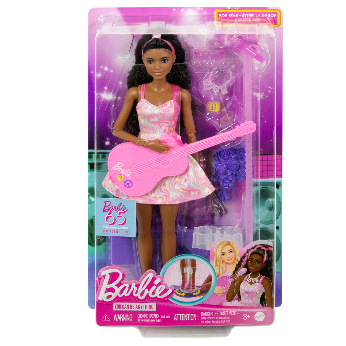 Barbie Pop Star Doll with Brown Hair & Pink Guitar