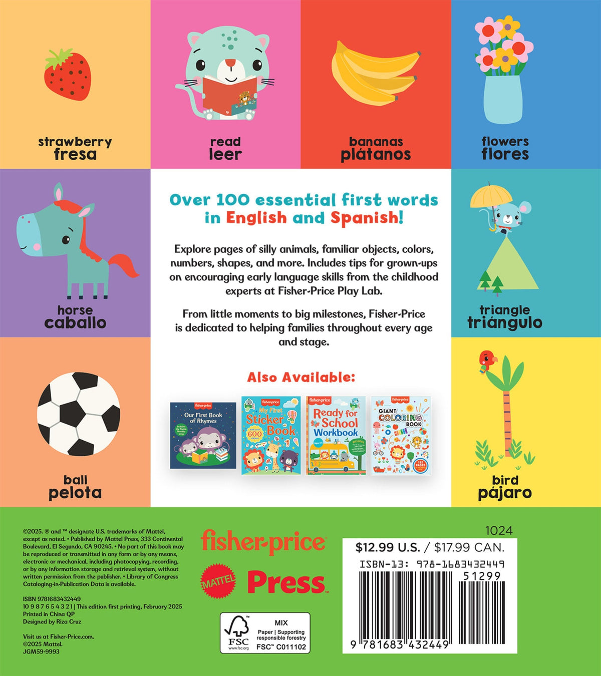 Fisher-Price First 100 Words (Primeras 100 Palabras) Board Book in English & Spanish