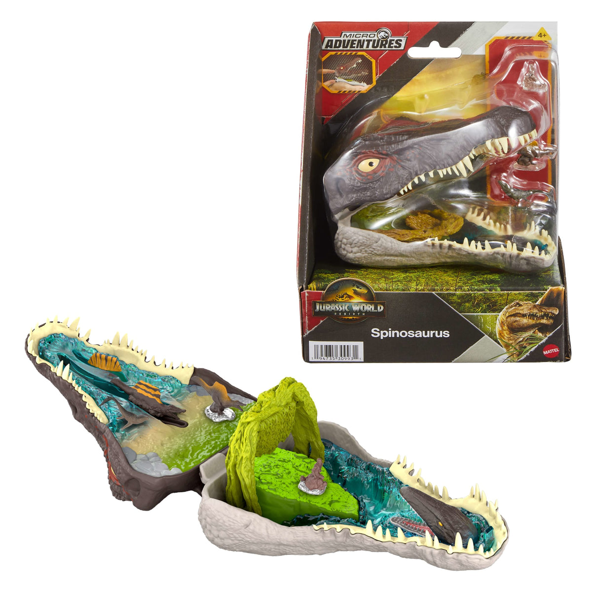 Jurassic World Rebirth Micro Adventure Playset Spinosaurus Head, Interactive Features & Figures