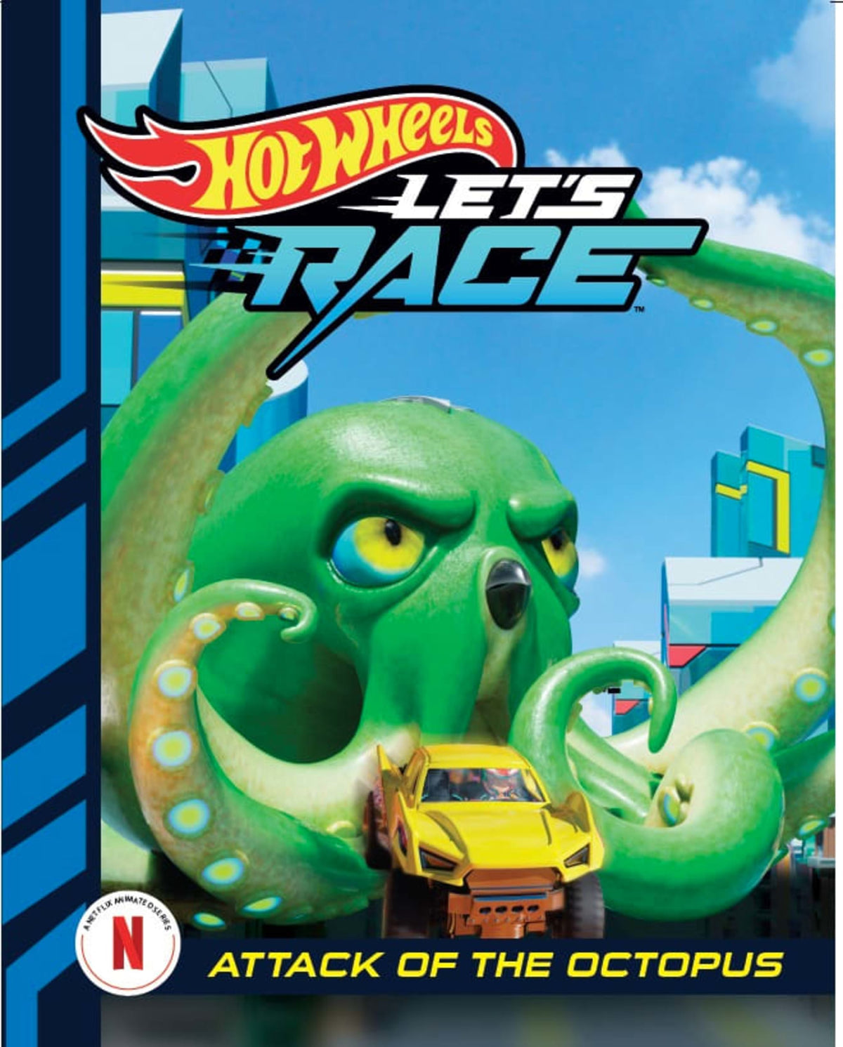 Hot Wheels Let's Race: Attack Of The Giant Octopus Paperback Book With Stickers, Based On The Series