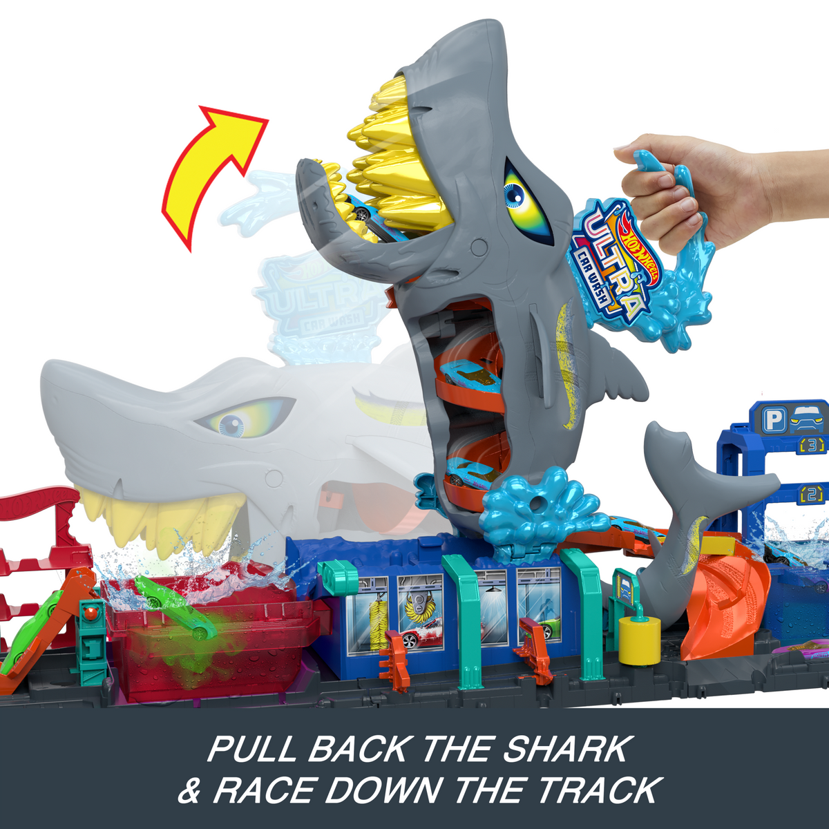 Hot Wheels City Ultra Shark Car Wash With Color Reveal Toy Car in 1:64 Scale