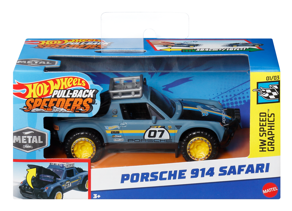 Hot Wheels Pull-Back Speeders Toy Car in 1:43 Scale, Pull Car Backward & Release To Race
