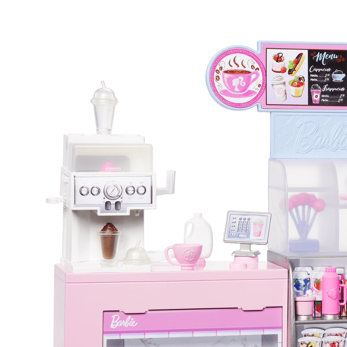 Barbie  Coffret de Jeu  Café, Poupée Barista Blonde, 10+Accessoires