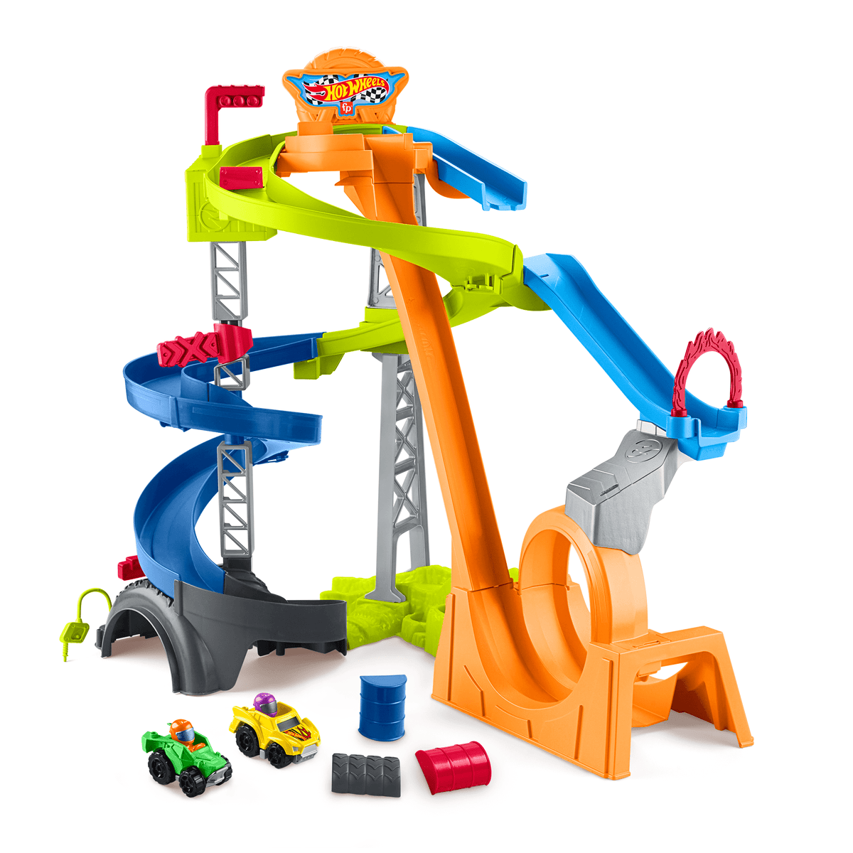 Little People Hot Wheels Juguete para Bebés Pista de Carreras y Choques