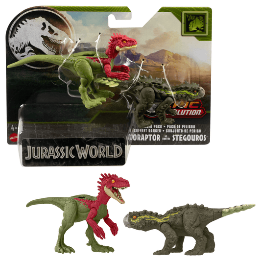 Jurassic World Dinosaur Danger Pack Eoraptor vs Stegorous Action Figure Toys