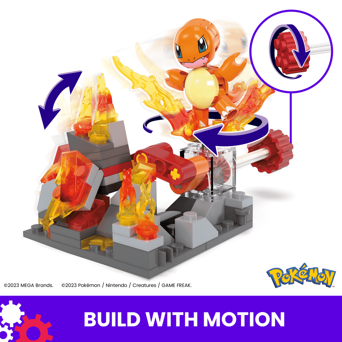 MEGA Pokémon Charmander's Fire-Type Spin Building Toy Kit With Figure (81 Pieces) For Kids