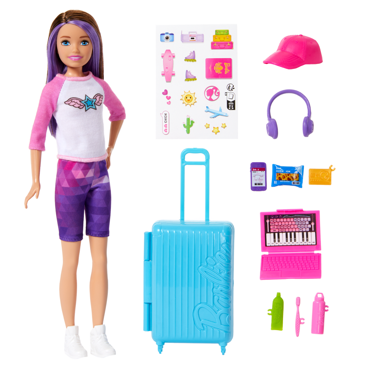Barbie  Skipper  Poupée et 10Accessoires  Coffret Voyage