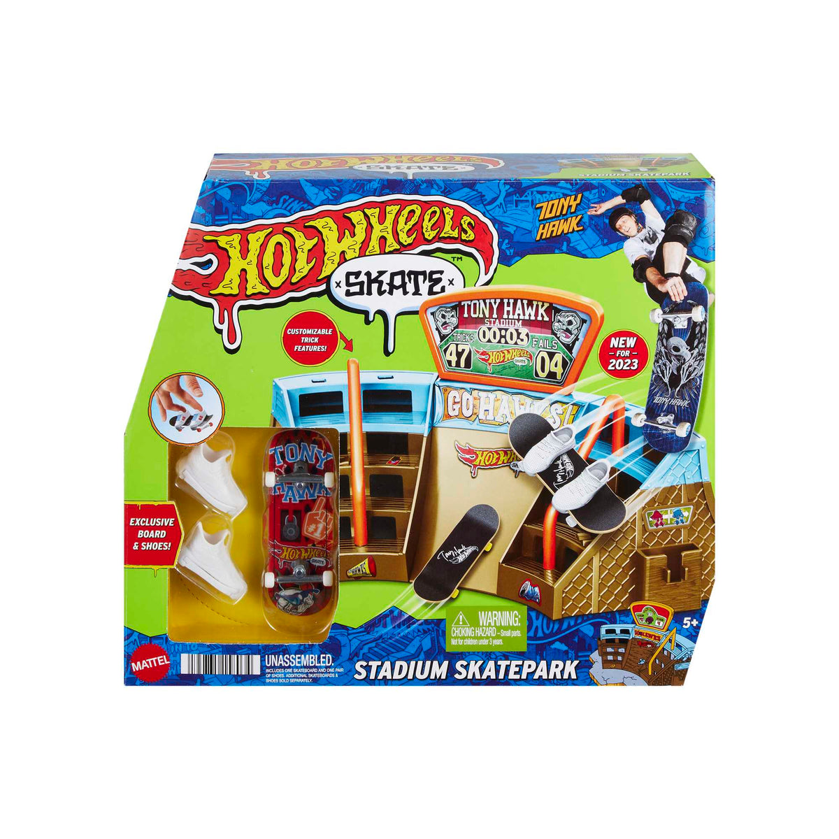 Hot Wheels Skate Pista de Brinquedo Set Estádio Tony Hawk
