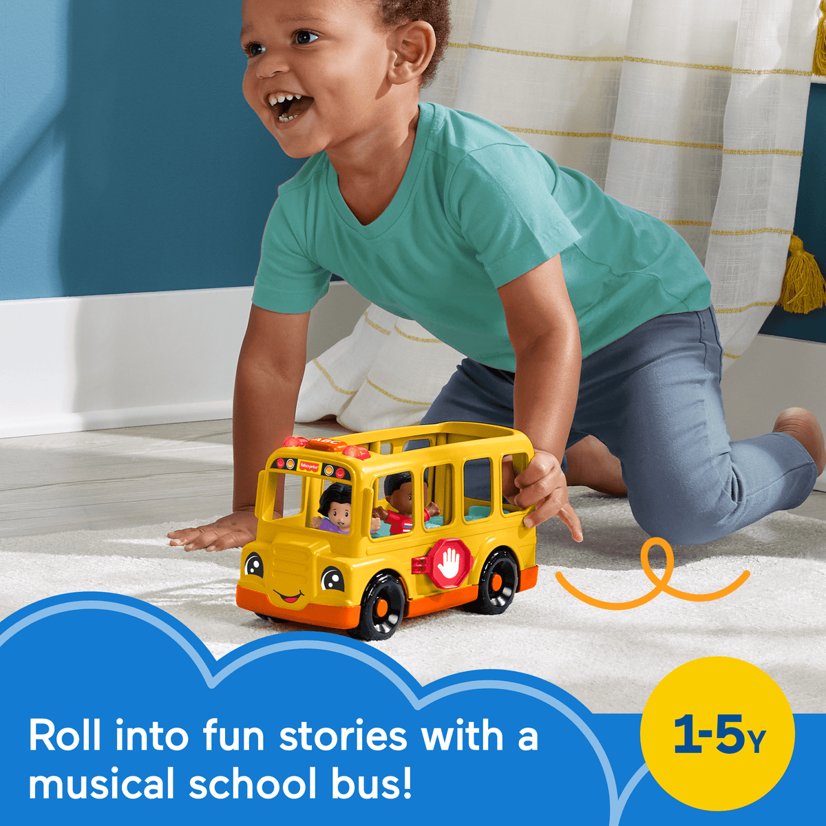 Fisher-Price Little People School Bus Musical Toddler Toy Vehicle With 2 Figures