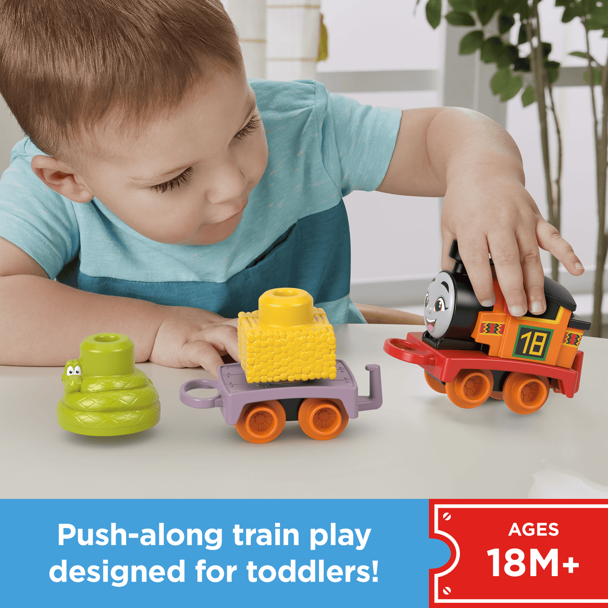 Thomas & Friends My First Nia Push-Along Toy Train With Stacking Cargo For Toddlers