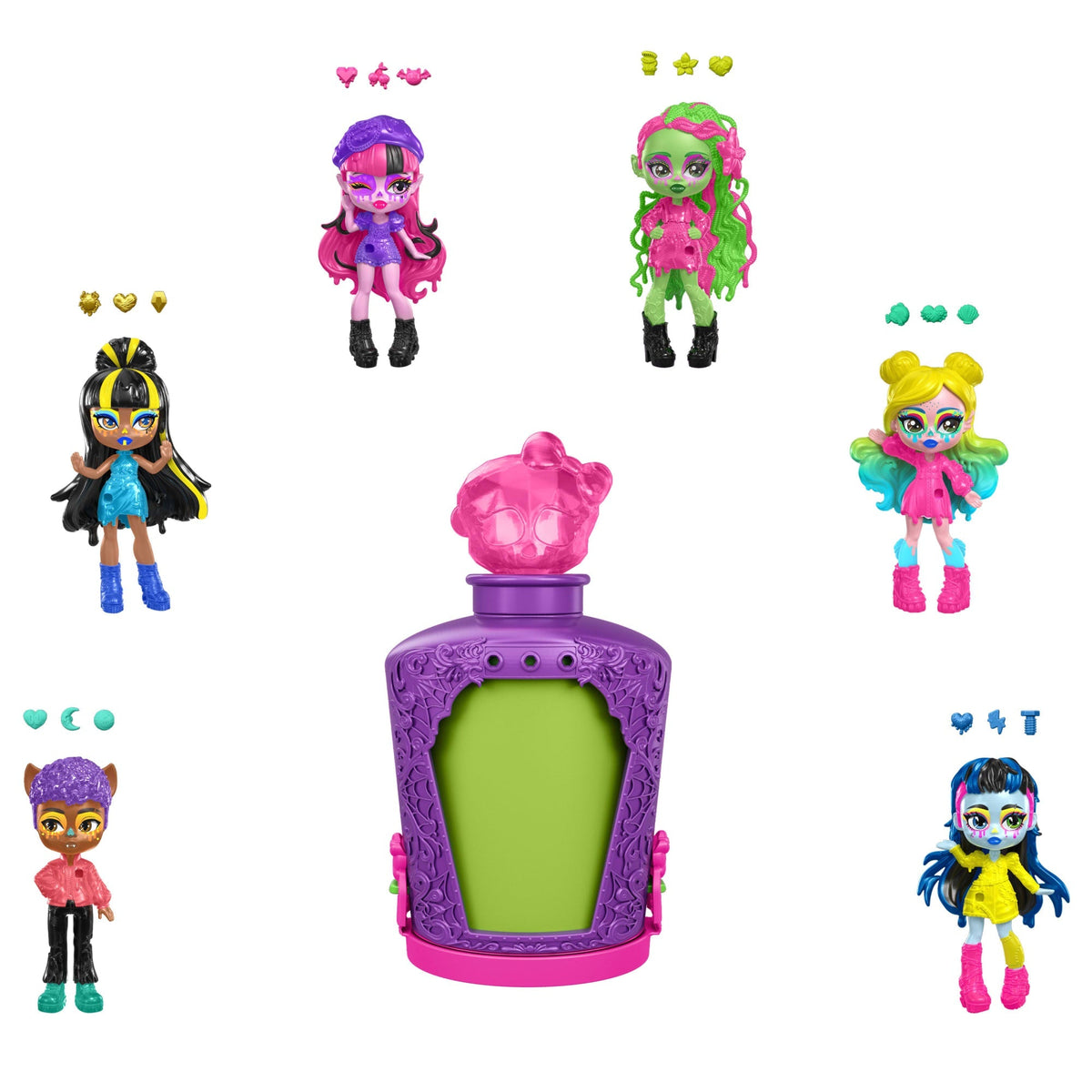 Monster High Potions Mini Dolls, Surprise Character Figures With Water Reveal (Characters May Vary)