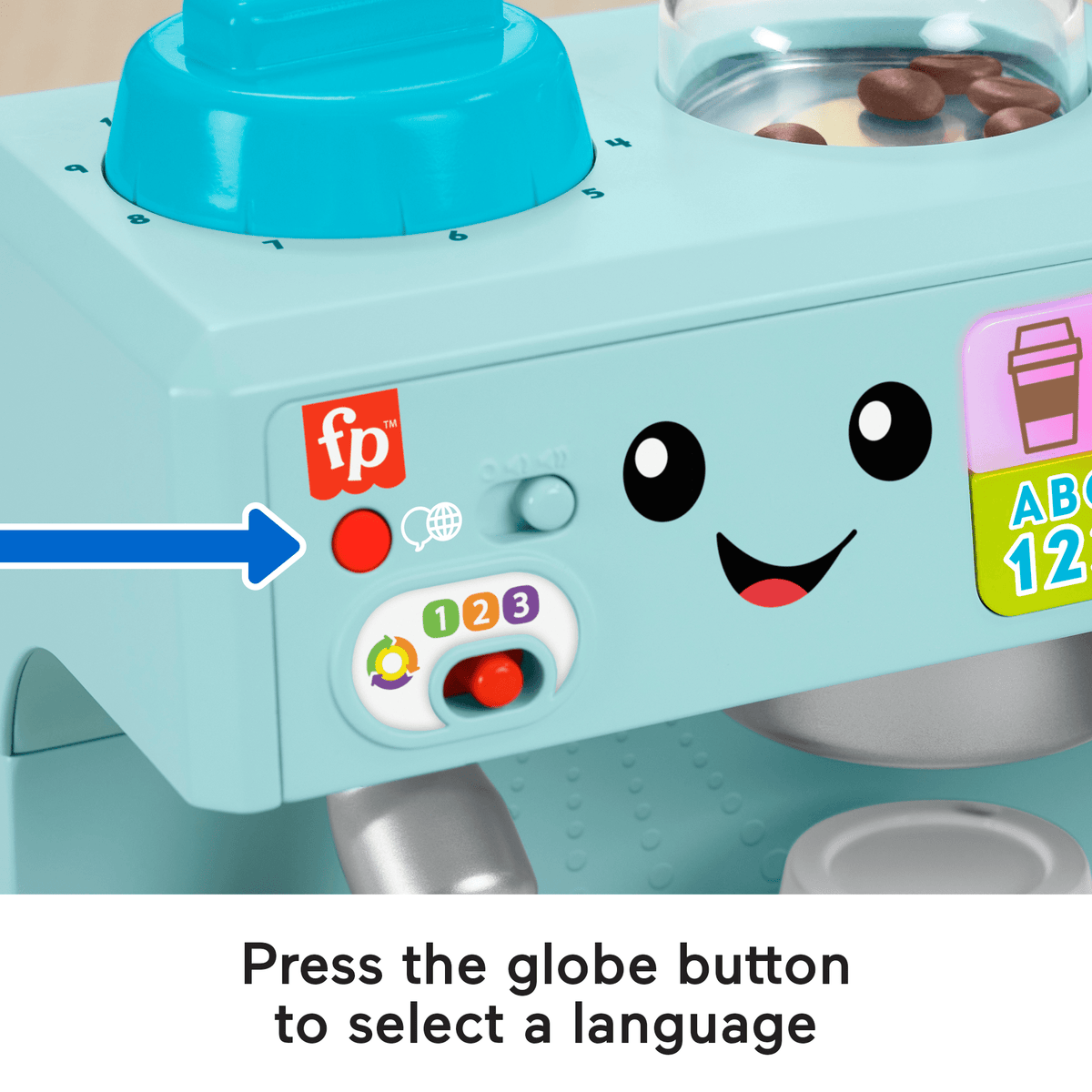 Fisher-Price Laugh & Learn Learn & Serve Coffee Café Toddler Electronic Toy, 10 Play Pieces, Multilanguage Version