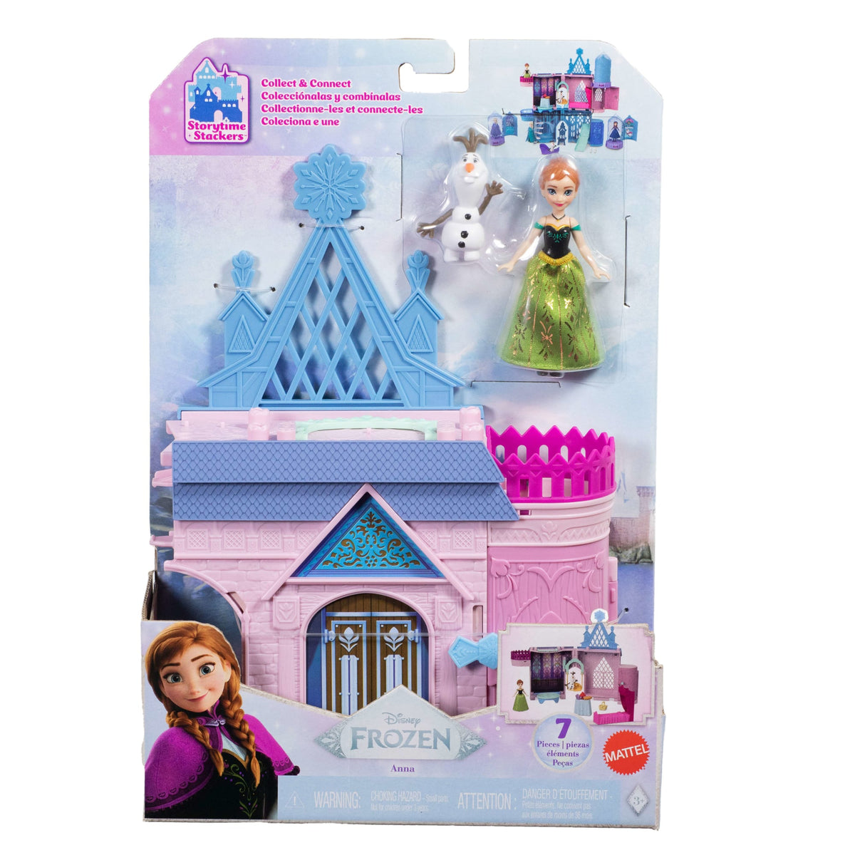 Disney Frozen Storytime Stackers Playset, Anna's Arendelle Castle Dollhouse With Small Doll