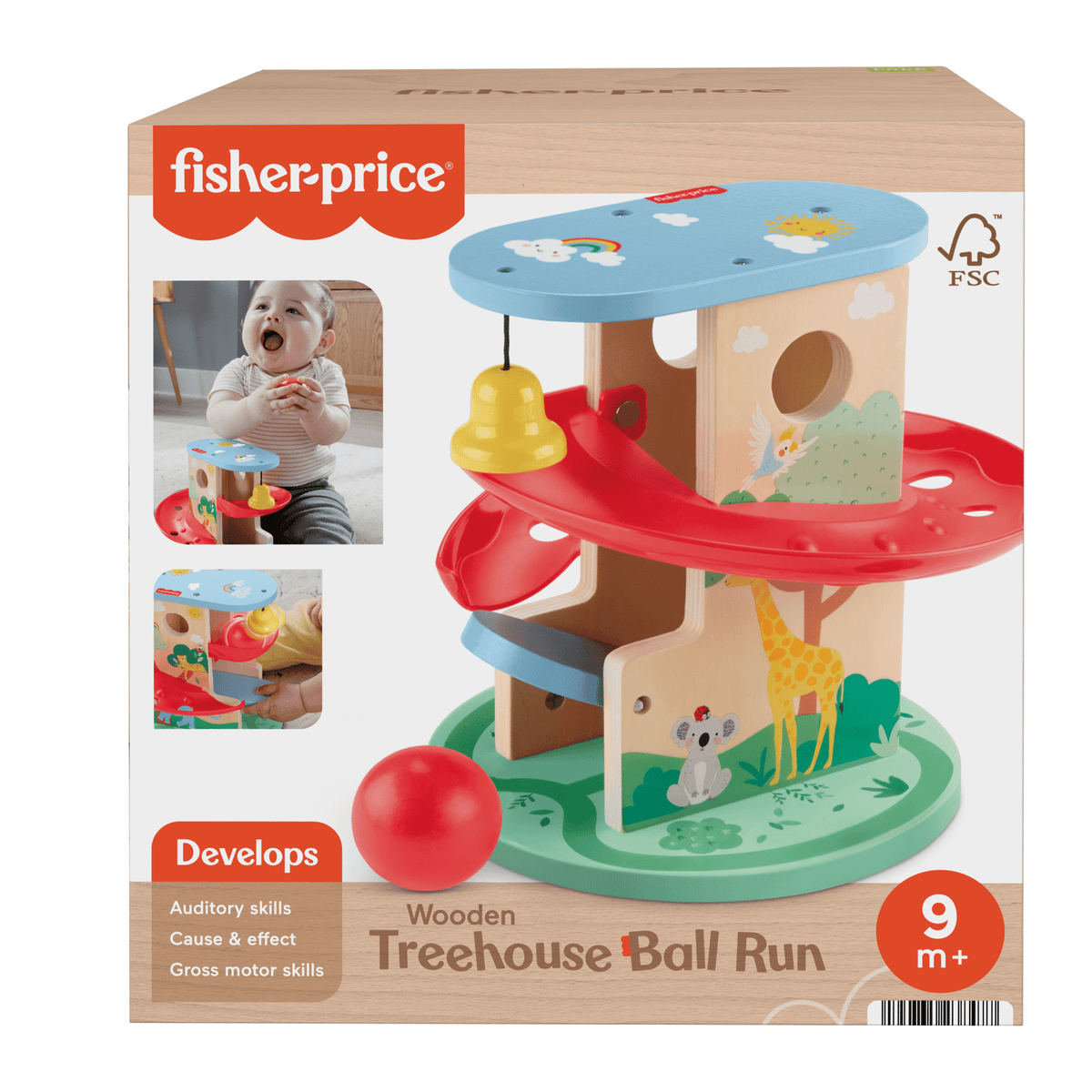 Fisher-Price  Circuit Cabane à Balle en Bois, 2Éléments en Bois