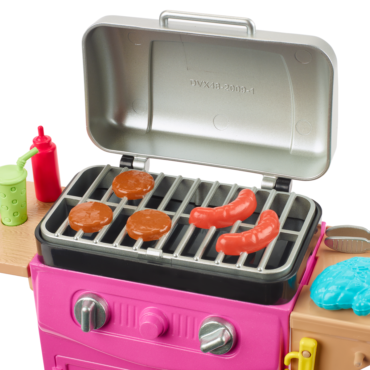 Barbie World Toy BBQ Grill Playset With 7 Dollhouse Accessories Including Grill With Working Lid & Food