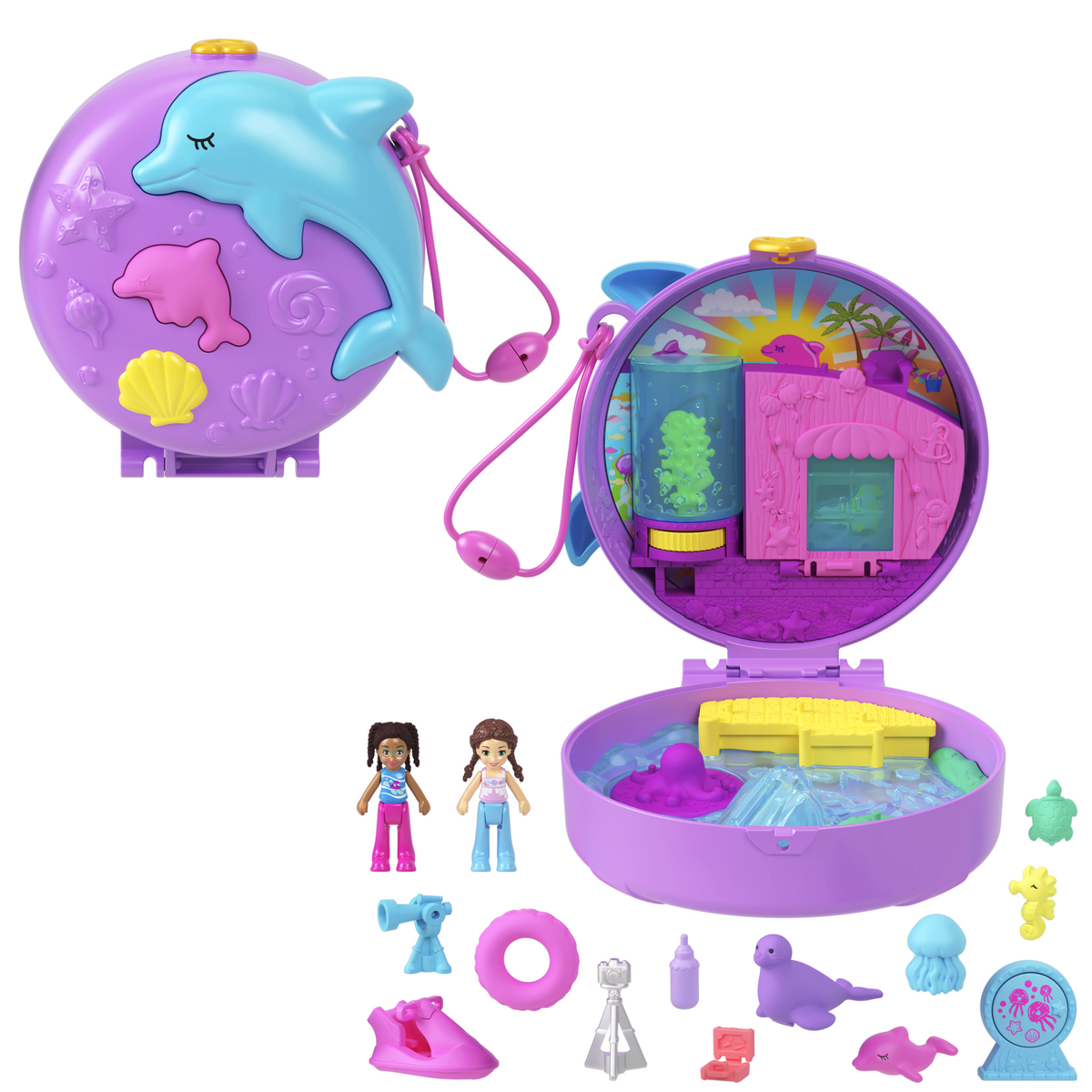 Polly Pocket  Coffret  Sauvetage du Dauphin, 2Micro-Poupées, Anim.