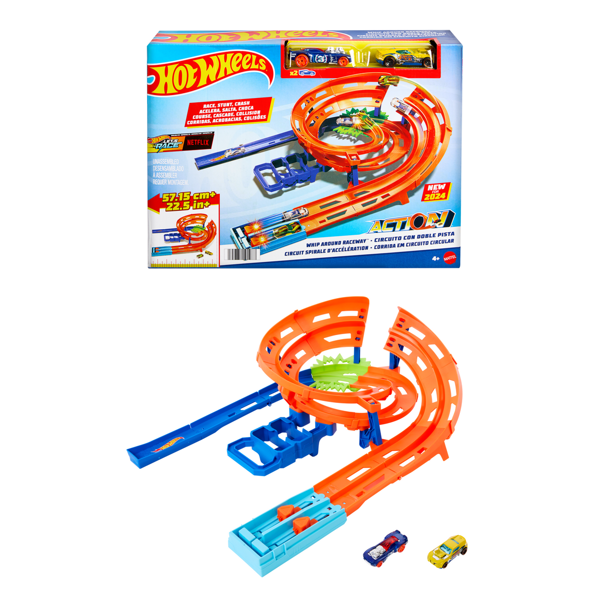 Hot Wheels  Circuit Spirale D’Accélération, 2Véhicules, Échelle1:64