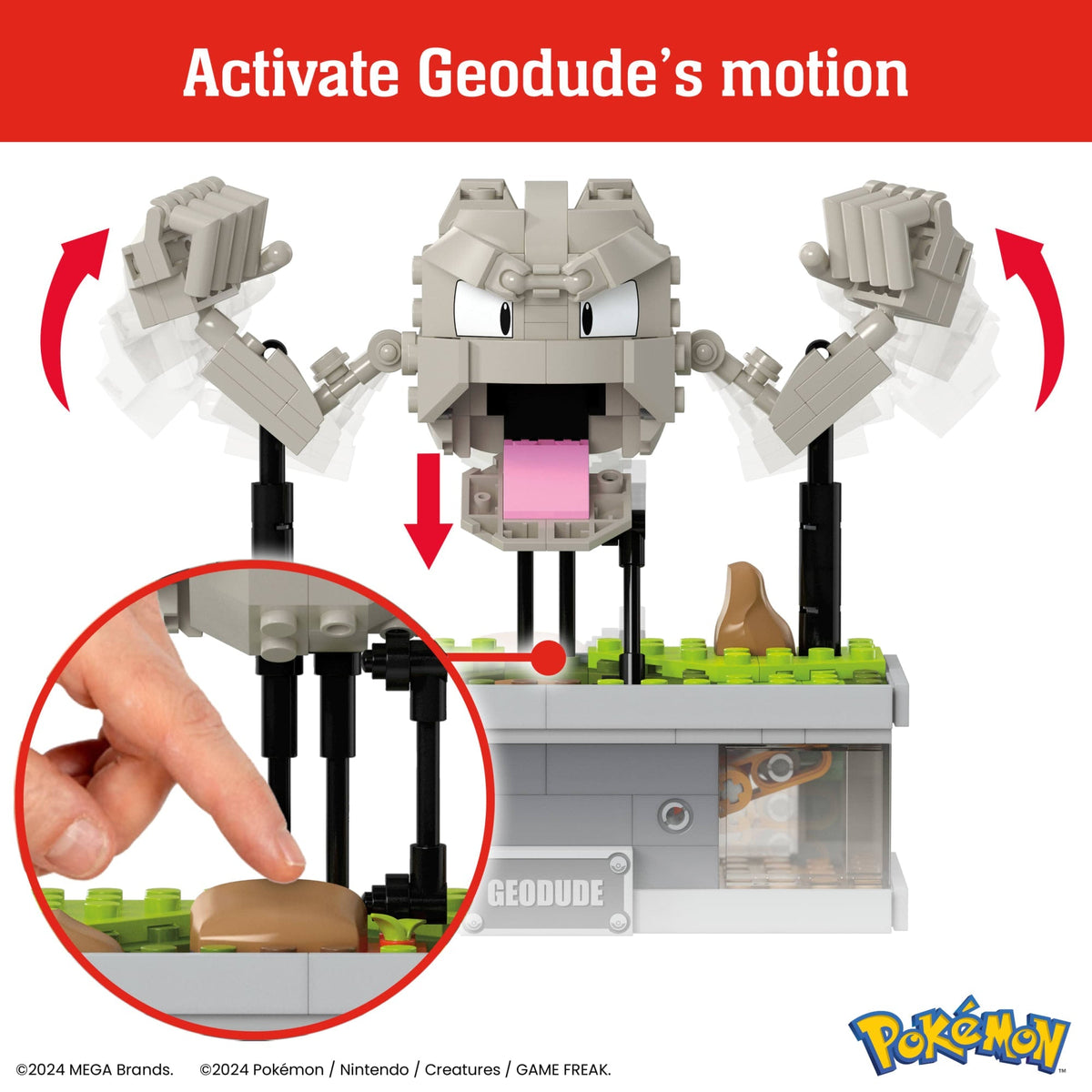 MEGA Pokémon Mini Motion Geodude Building Kit With Motion (354 Pieces) For Collectors